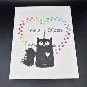 Burlington "I am a Caticorn" Black Cat Unicorn Rainbow Wall Art Print 10" x 8"